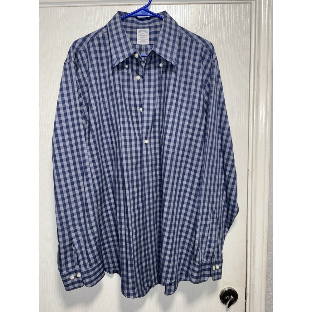 Brooks Brothers Regent 1818 Blue‎ Plaid Long Sleeve Button Up Men's XLarge